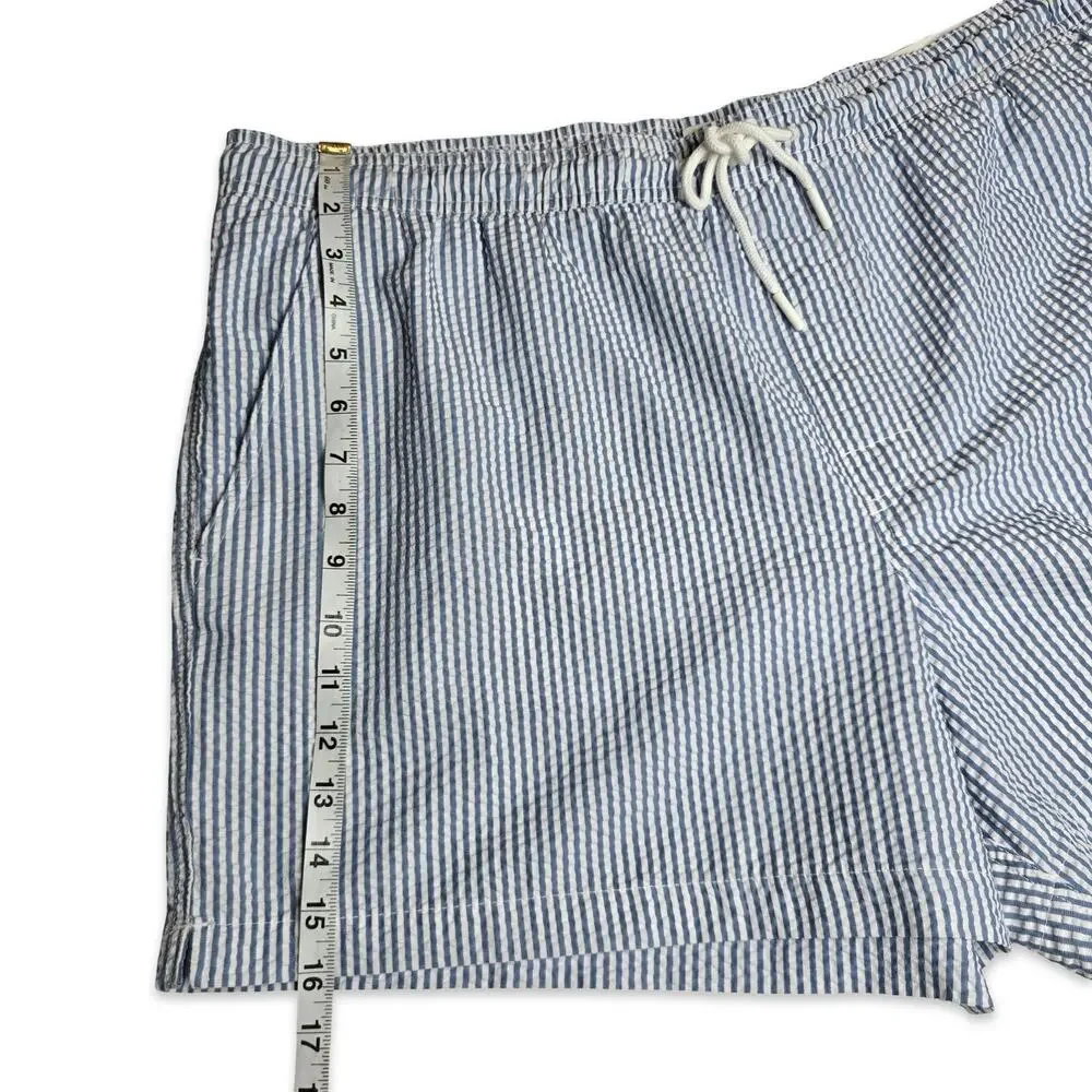 American Eagle Swim Trunks Mens XXL Blue White Stripe Seersucker 5